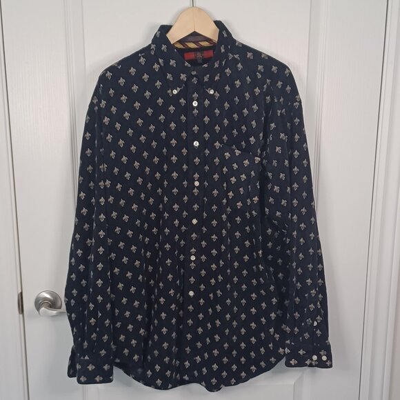 Vintage Tommy Hilfiger Fluer-de-Lis Shirt Men XL Blue Y2K  Corduroy 100% Cotton - Picture 1 of 6